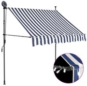 Toldo retrátil manual com LED 100 cm azul e branco