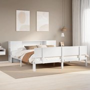 vidaXL Cama com estante sem colchão 200x200 cm pinho maciço branco