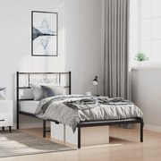 vidaXL Estrutura de cama com cabeceira 100x200 cm metal preto