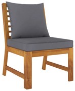 vidaXL Sofá centro seccional + almofadão cinzento-escuro acácia maciça