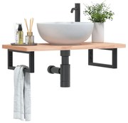 vidaXL Prateleira de parede p/ lavatório aço/madeira de faia maciça