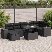 vidaXL 5 pcs conjunto sofás de jardim com almofadões vime PE preto