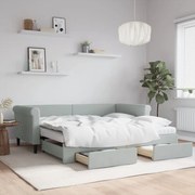 vidaXL Sofá-cama c/ gavetão e gavetas 90x190 cm veludo cinzento-claro