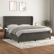 vidaXL Cama com molas/colchão 200x200 cm veludo cinzento-escuro