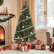 Árvore de Natal artificial 150 cm de altura (BOLAS VERMELHAS INCLUIDAS) com suporte metálico Verde