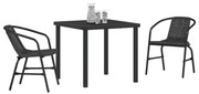 Conjunto de Jantar de Jardim 3 Peças Rattan Plástico Preto