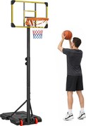 SPORTNOW Tabela Basquetebol Altura Ajustável 178208 cm Rodas Base Recarregável Exterior 75x56x210240 cm Amarelo Preto | Aosom Portugal