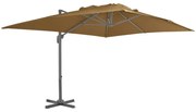 Guarda-sol cantilever poste alumínio 400x300cm cinza-castanho