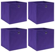 vidaXL Caixas de arrumação 4 pcs 32x32x32 cm tecido roxo