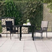 3 pcs conjunto de jantar para jardim preto