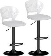 HOMCOM Conjunto de 2 Bancos Altos de Cozinha Giratórios a 360° Reguláveis em Altura de 84-105 cm 40,5x43x84-105 cm Branco | Aosom Portugal