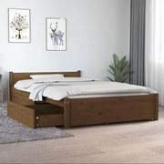 Estrutura cama gavetas 120x190cm 4FT pequena casal castanho-mel