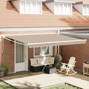 vidaXL Toldo Retrátil Manual Bege 450x300 cm