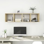 vidaXL Armários parede 4pcs derivados madeira branco e carvalho sonoma