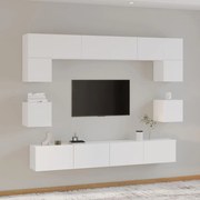 vidaXL Conjunto móveis de TV 8 pcs madeira processada branco