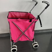 Carrinho de compras dobrável com rodas Revestimento impermeável amovível em tecido Oxford 66 x 46 x 94,5 cm Rosa