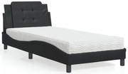 Cama com colchão 90x190 cm couro artificial preto