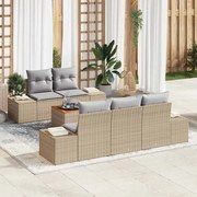 vidaXL Conjunto de Sofás de Jardim com 6 Peças e Almofadas em Rattan de Poliéster Bege
