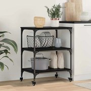 vidaXL Carrinho de Cozinha Carvalho Preto 60 x 41 x 76 cm