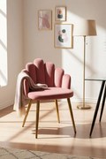 Cadeira Hand Gold Veludo - Rosa