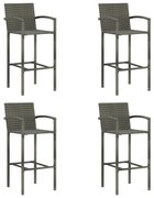 vidaXL Bancos de bar 4 pcs vime PE cinzento