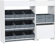 AIYAPLAY Estante de Brinquedos Infantil 11 Cestos Têxteis 105x30x80 cm Branco | Aosom Portugal
