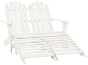 Cadeira de jardim & otomano Adirondack 2 lugares abeto branco