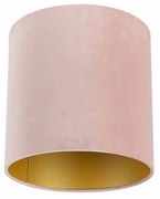 Abajur de veludo rosa 25/25/25 com interior dourado