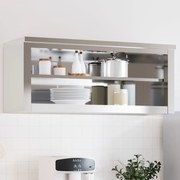 vidaXL Armário de parede para cozinha com prateleira aço inoxidável