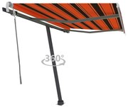vidaXL Toldo retrátil manual independente 350x250cm laranja e castanho