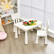 Conjunto com mesa e 2 cadeiras para as crianças comerem, descontraírem, escreverem e fazerem trabalhos de casa 76,5 x 54,5 x 49,5 cm Branco