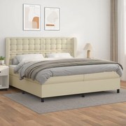 vidaXL Cama com molas/colchão 200x200 cm couro artificial cor creme
