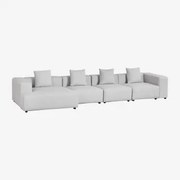 Sofá Modular Chaise Longue Esquerdo De 4 Peças (↔︎420 Cm) Com Apoio De Braço Alto Bruna Tecido Cinzento Glaciar - Sklum