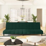 vidaXL Sofá-cama de 2 lugares veludo verde-escuro