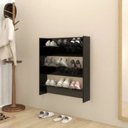 vidaXL Sapateira de parede 80x18x90 cm derivados de madeira preto