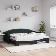 vidaXL Sofá-cama com gavetão e colchões 80x200 cm tecido preto