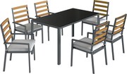 Outsunny Conjunto de Jantar para Jardim 7 Peças, Mesa e Cadeiras para 6 Pessoas, Preto | Aosom Portugal