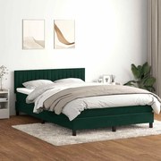 vidaXL Cama box spring c/ colchão e LED 160x210 cm veludo verde escuro