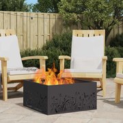 vidaXL Fire Pit Preto 60 x 60 x 30 cm Aço