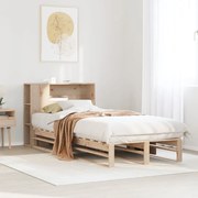 vidaXL Cama com estante sem colchão 90x190 cm madeira maciça