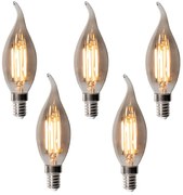 Set van 5 E14 dimbare LED lampen BXS35 smoke 4W 300 lm 2200K