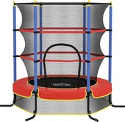 HOMCOM Trampolim Infantil Ø175x190 cm Rede de Segurança Porta com Zíper Cobertura de Molas 6 Postes Acolchoados Preto Vermelho e Azul | Aosom Portugal