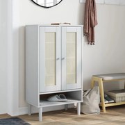 vidaXL Sapateira SENJA aspeto vime 59,5x35x107cm madeira maciça branco