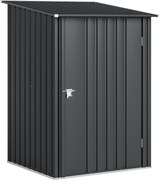 Outsunny Casinha de Jardim Porta-Ferramentas em Aço Galvanizado com Porta, 100x104x160 cm, Cinza Escuro | Aosom Portugal
