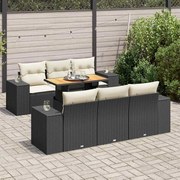 vidaXL 7 pcs conjunto de sofás p/ jardim c/ almofadões vime PE preto