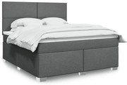 vidaXL Cama com molas/colchão 180x200 cm tecido cinzento-escuro