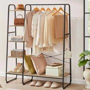 Guarda Roupa Aberto 45 x 120 x 160 cm com 6 ganchos castanho-turquesa preto