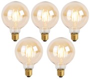 Conjunto de 5 lâmpadas LED dimerizáveis em 3 passos E27 G95 Goldline 5W 530lm 2200K