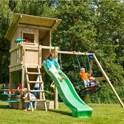 Parque Exterior infantil de madeira com escorrega BEACH HUT Com Baloiço Duplo