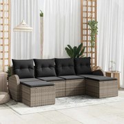 vidaXL Sofá de Jardim de 6 Peças com Almofadas Cinza em Rattan